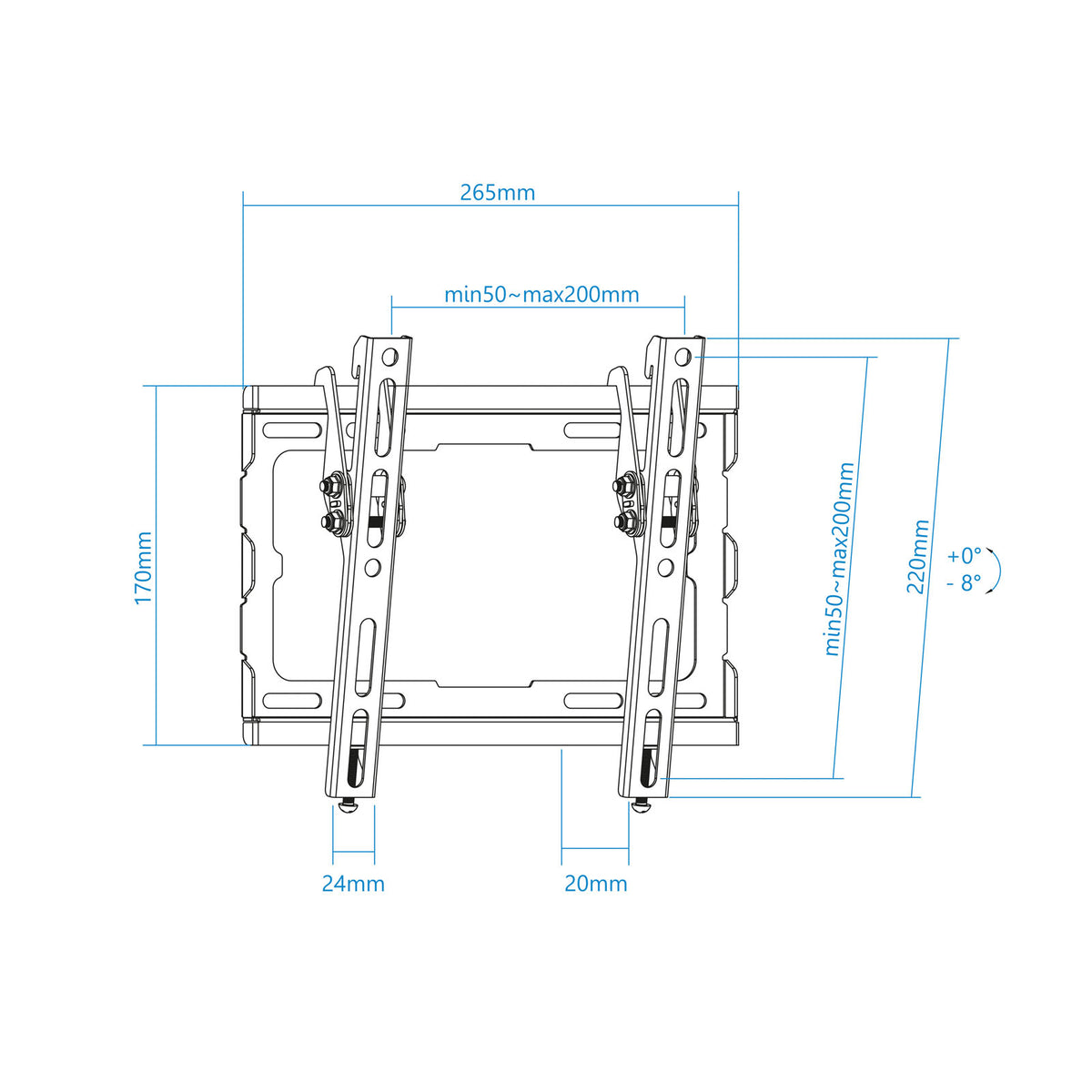 Soporte de Pared Inclinable TooQ LP1044T-B para TV de 23-43"/ hasta 45kg