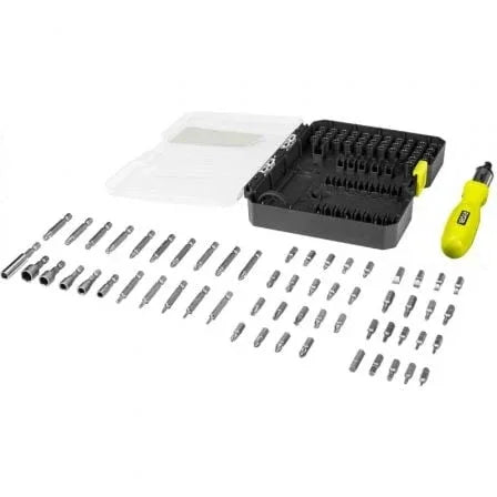 Estuche de 59 Puntas para Atornillar Ryobi RAK59SD / Incluye Destornillador - PixelPlaza