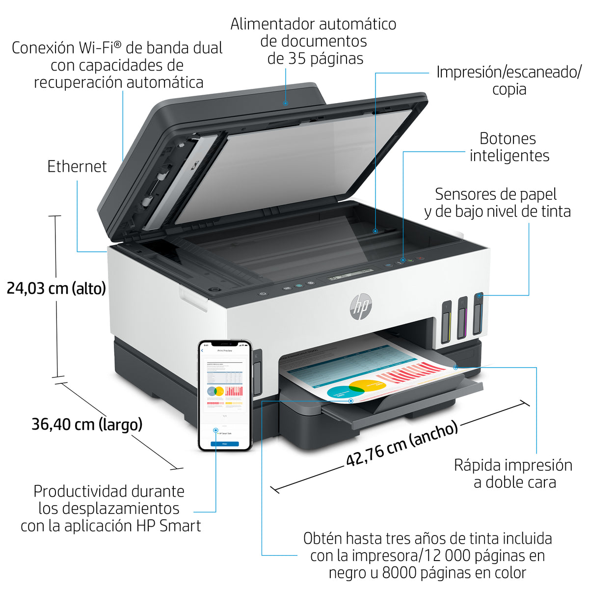Multifunción inyección HP smart tank 7305