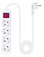 Regleta con Interruptor Nanocable 10.37.0004/ 4 Tomas de Corriente/ Cable 1.4m/ Blanca