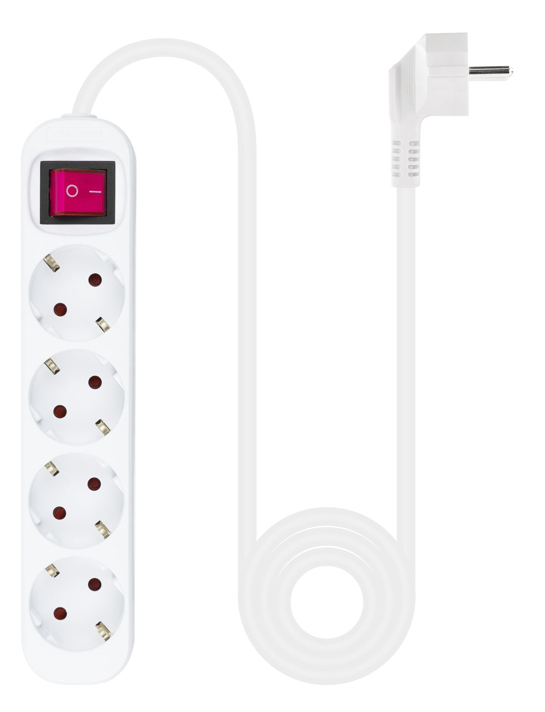 Regleta con Interruptor Nanocable 10.37.0004/ 4 Tomas de Corriente/ Cable 1.4m/ Blanca