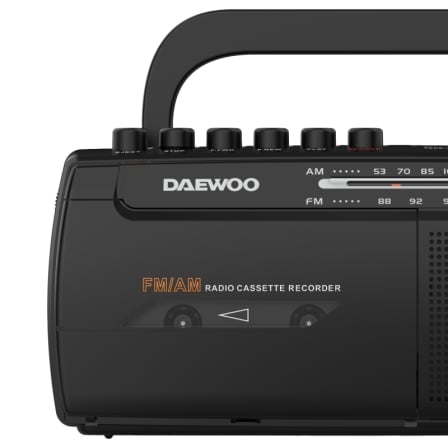 Radio Cassete Daewoo DW1108/ con Cable/ a Pilas/ Negra