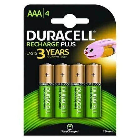 Pack de 4 Pilas AAA Duracell HR3-B/ 1.2V/ Recargables - PixelPlaza
