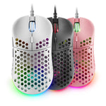 Mouse raton mars gaming optico USB 7 botones 12800ppp RGB blanco
