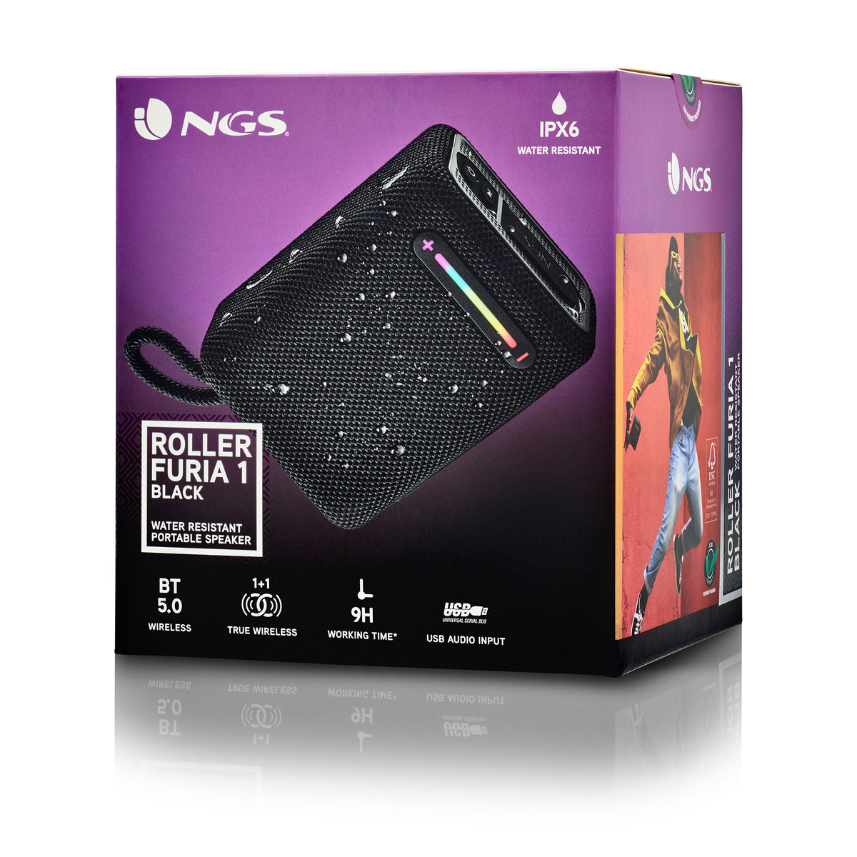 Altavoz bluetooth Ngs roller furia 1 negro
