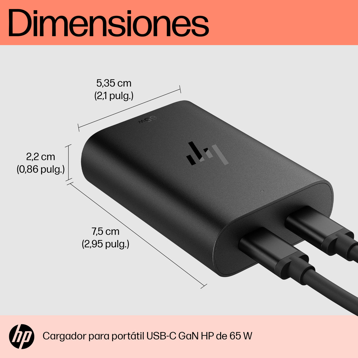 Cargador Hp de portátil USB - c 65w dos puertos USB - c