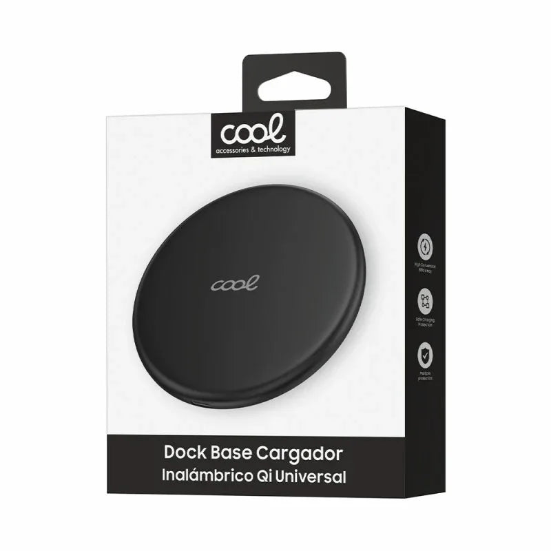 Dock Base Cargador Smartphones Inalámbrico Qi Universal COOL Negro - PixelPlaza