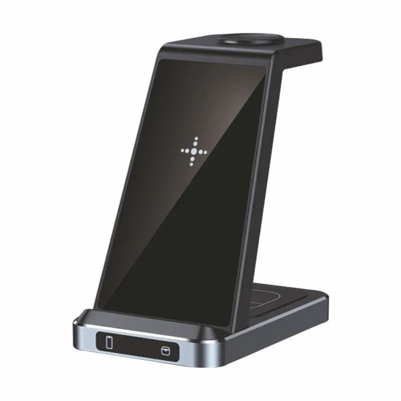 Dock Base Qi Cargador Inalámbrico 3 en 1 COOL Negro - PixelPlaza