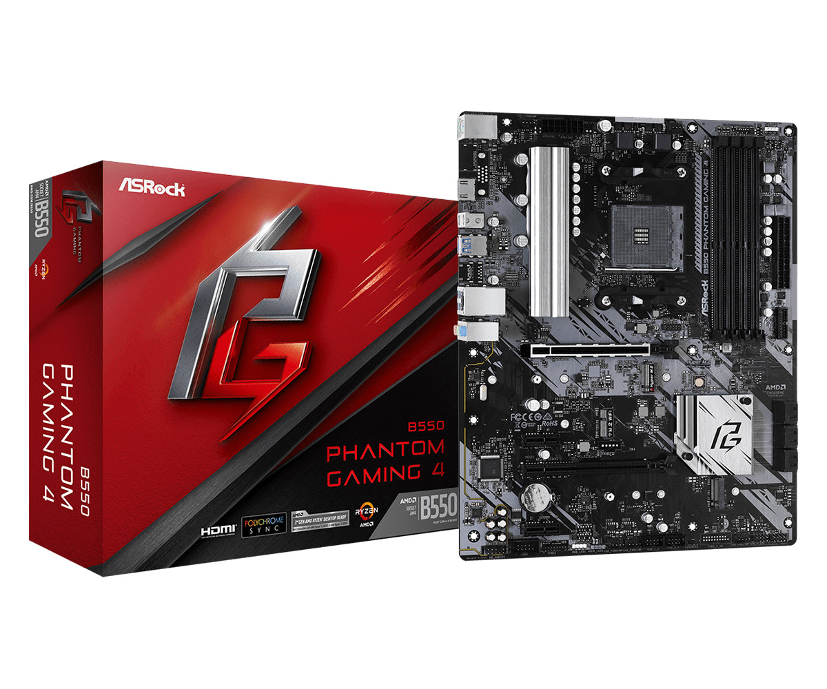 Placa base Asrock am4 b550 phantom gaming 4 ATX - 4xddr4 - 6xsata6 - 1xusb 3.2 - 2xusb 2.0 90 - mxbcy0 - a0uayz
