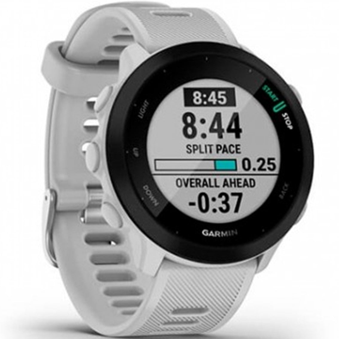 Smartwatch Garmin forerunner 55 BT GPS mip resistencia agua 5atm pulsómetro sueño 42 mm Blanco detalle #blanco