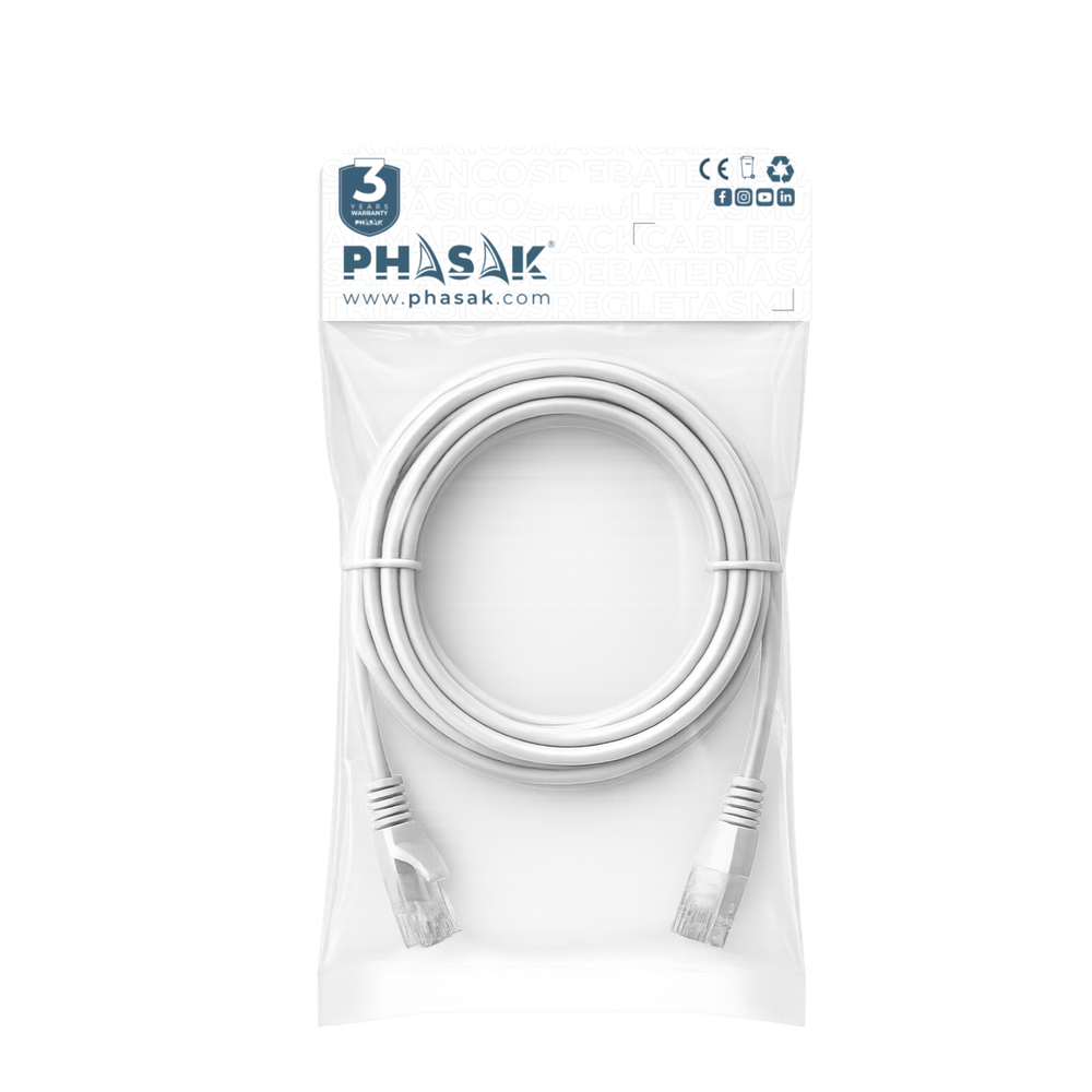 Cable red Phasak latiguillo RJ45 utp cat6 1m gris phk 1601