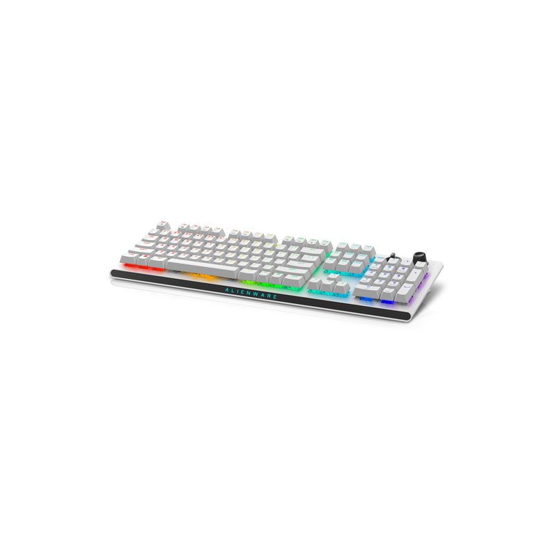 Teclado Dell alienware tri mode wireless gaming aw920k inalámbrico ingles Blanco detalle #blanco