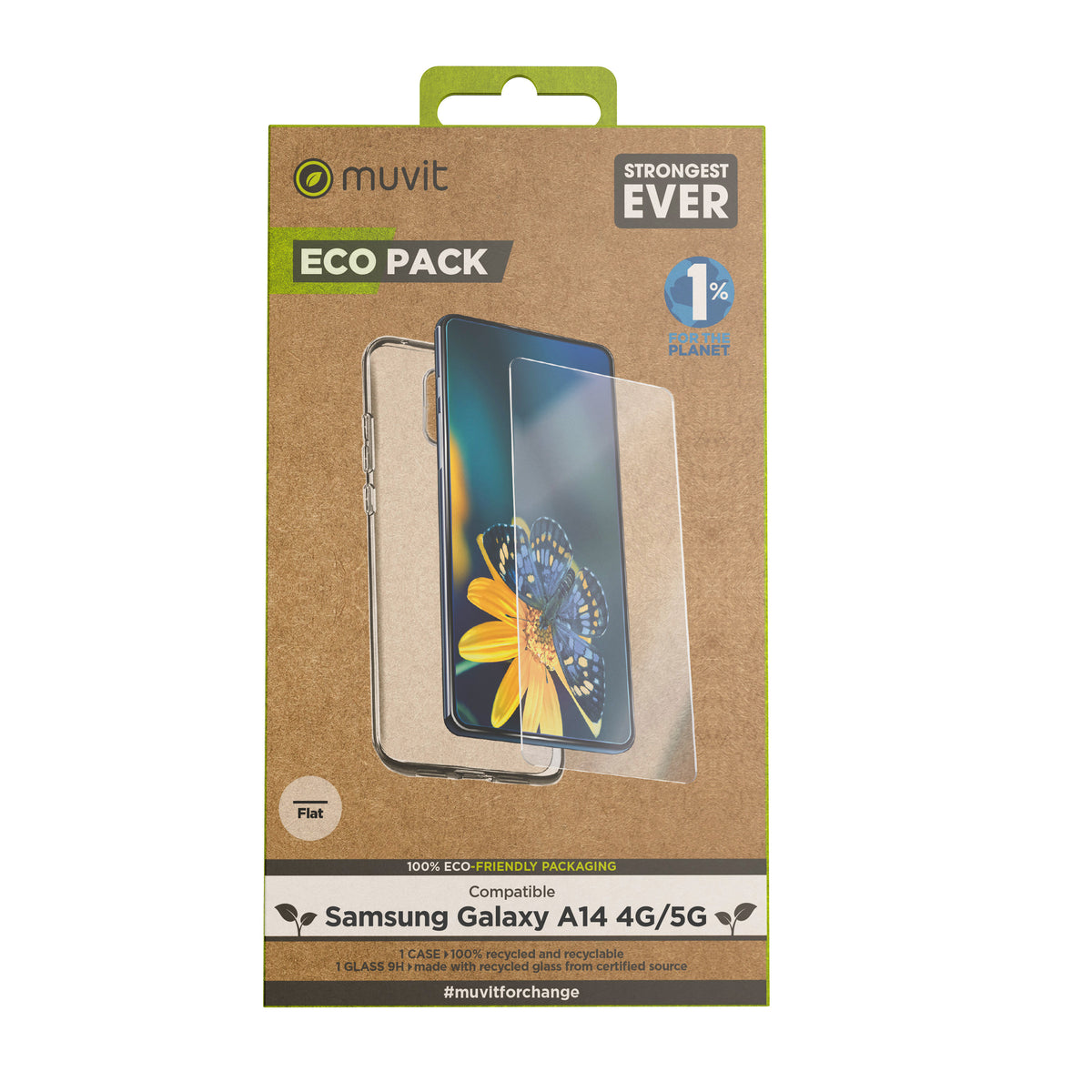 Funda Muvit para samsung galaxy a14 4G - 5G + protector de pantalla vidrio templado plano