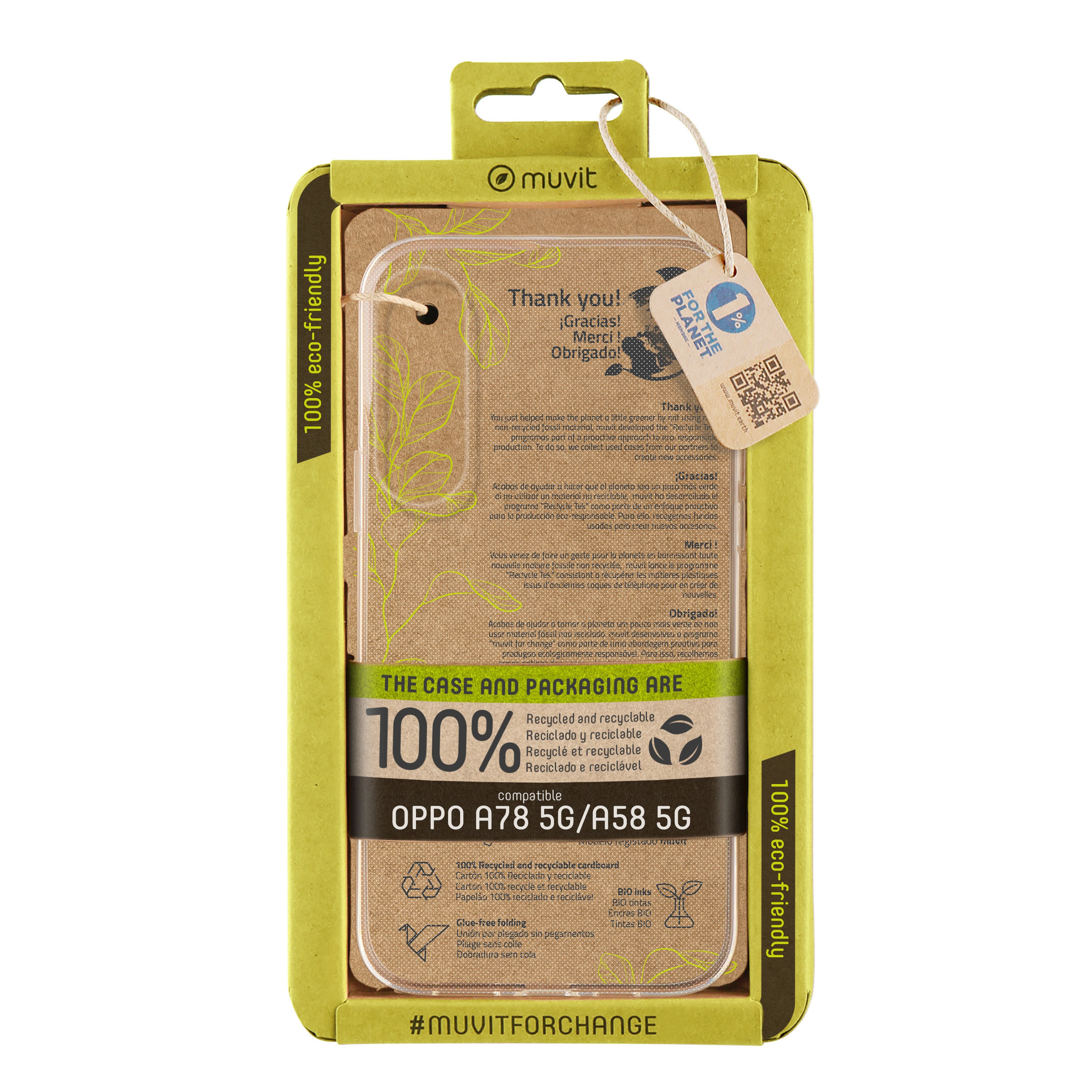 Funda Muvit recycletek para oppo a78 5G - a58 5G transparente