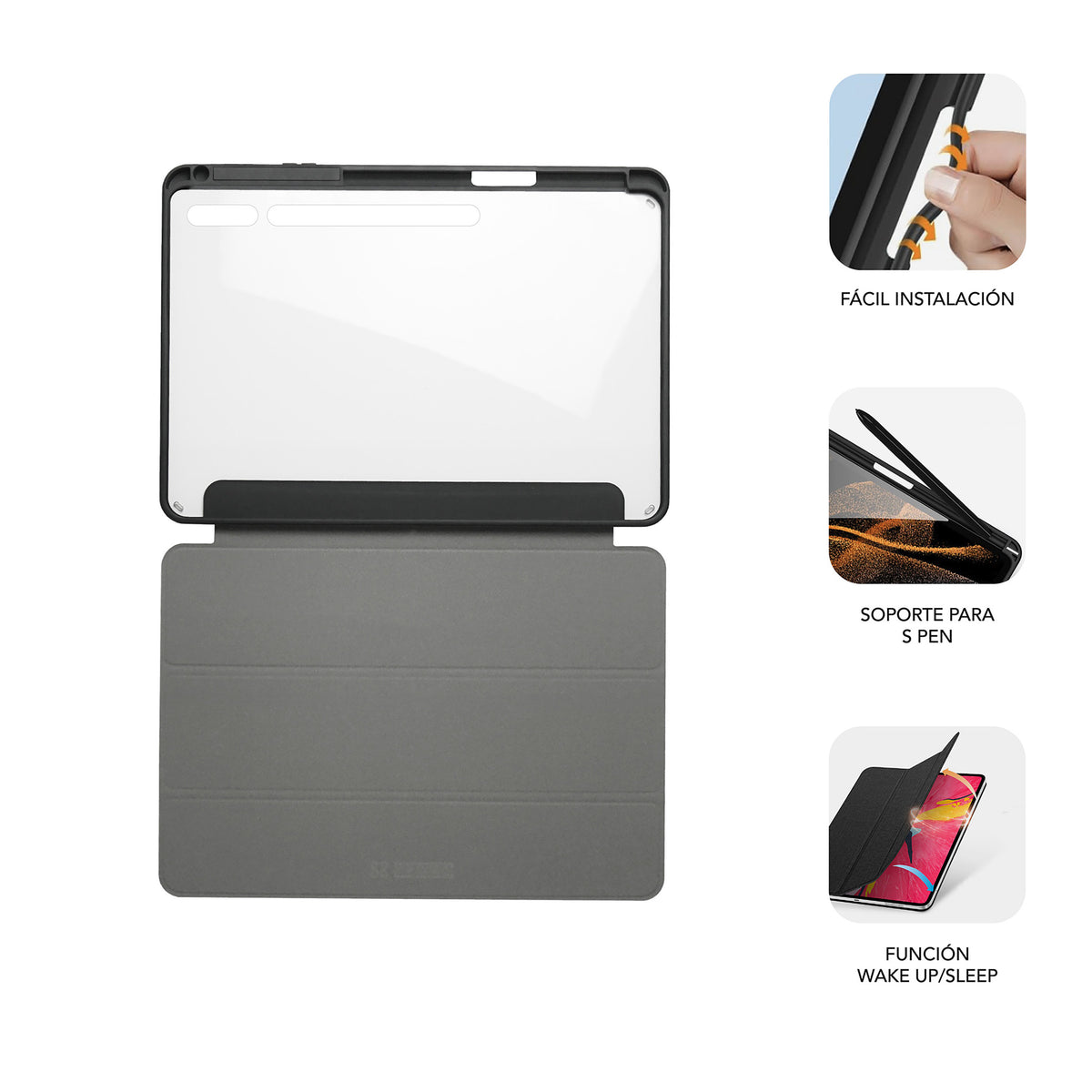 Funda tablet sublim clear shock case para samsung galaxy tab s9+ - s9 fe+ 12.4 pulgadas negra