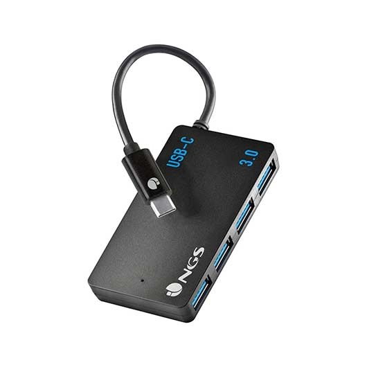 Hub 4 puertos USB 3.2 gen 1 NGS negro - 5gbps