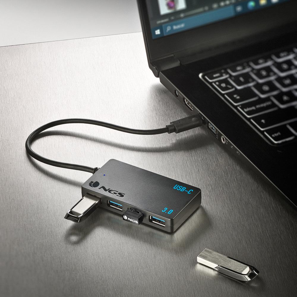 Hub 4 puertos USB 3.2 gen 1 NGS negro - 5gbps