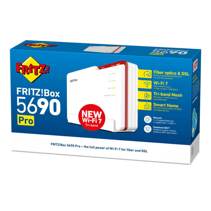 Router WiFi 7 fritz! box 5690 pro 1x2 -5GB wan 4xgb l