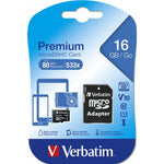 Tarjeta memoria micro sd Verbatim 16GB c10 u1 + adaptador