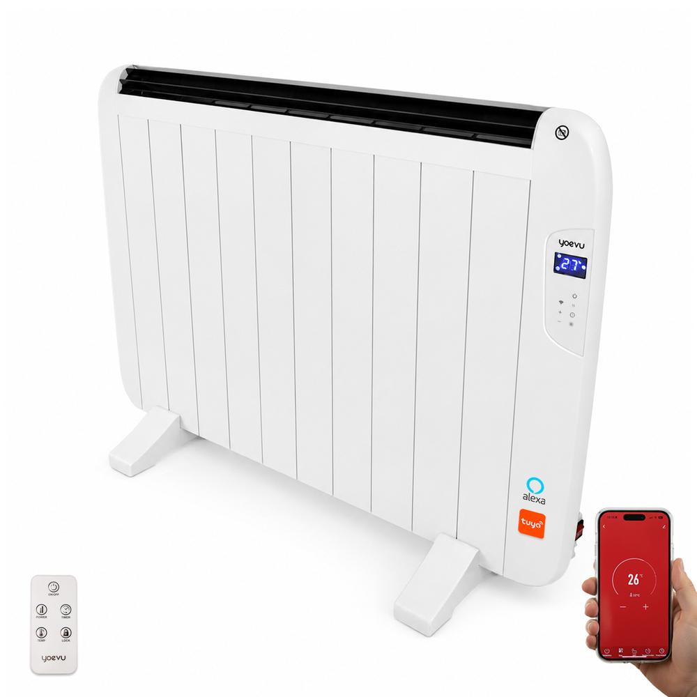 Yoevu · radiador eléctrico bajo consumo - 10 elementos - 1500 w - temporizador - programable - mando a distancia - panta