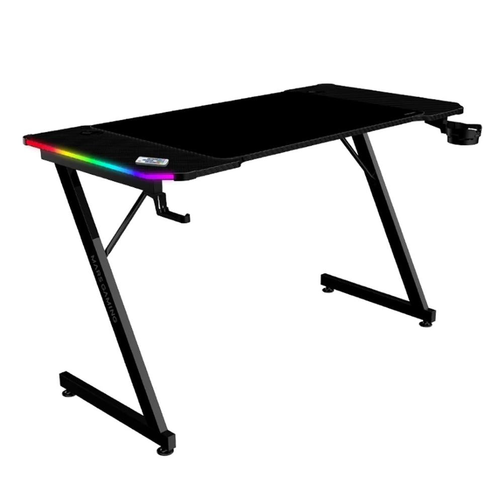 Mesa mars gaming ergo RGB 120x60cm negra + alfombrilla