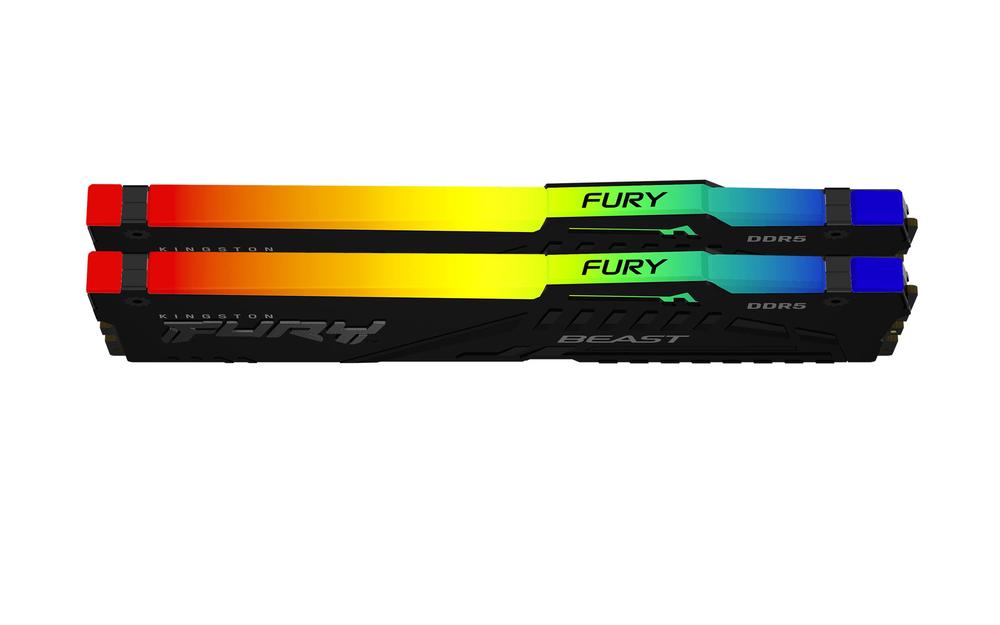 Memoria ram DDR5 64GB 2 x 32GB Kingston - 6400 mhz - pc5 - 51200 - fury beast RGB - cl32 - 1.4v