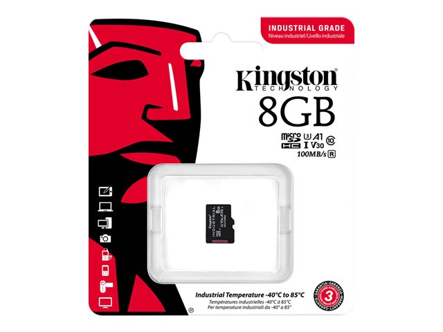 Tarjeta memoria sdhc 8GB Kingston industrial uhs - i cl10