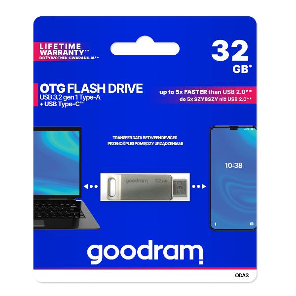 Memoria USB 3.2 - USB tipo c Goodram 32b oda3 plata