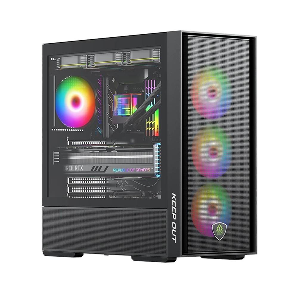 Caja ordenador gaming keep out ko xc - 805 mesh ATX argb cristal templado negro