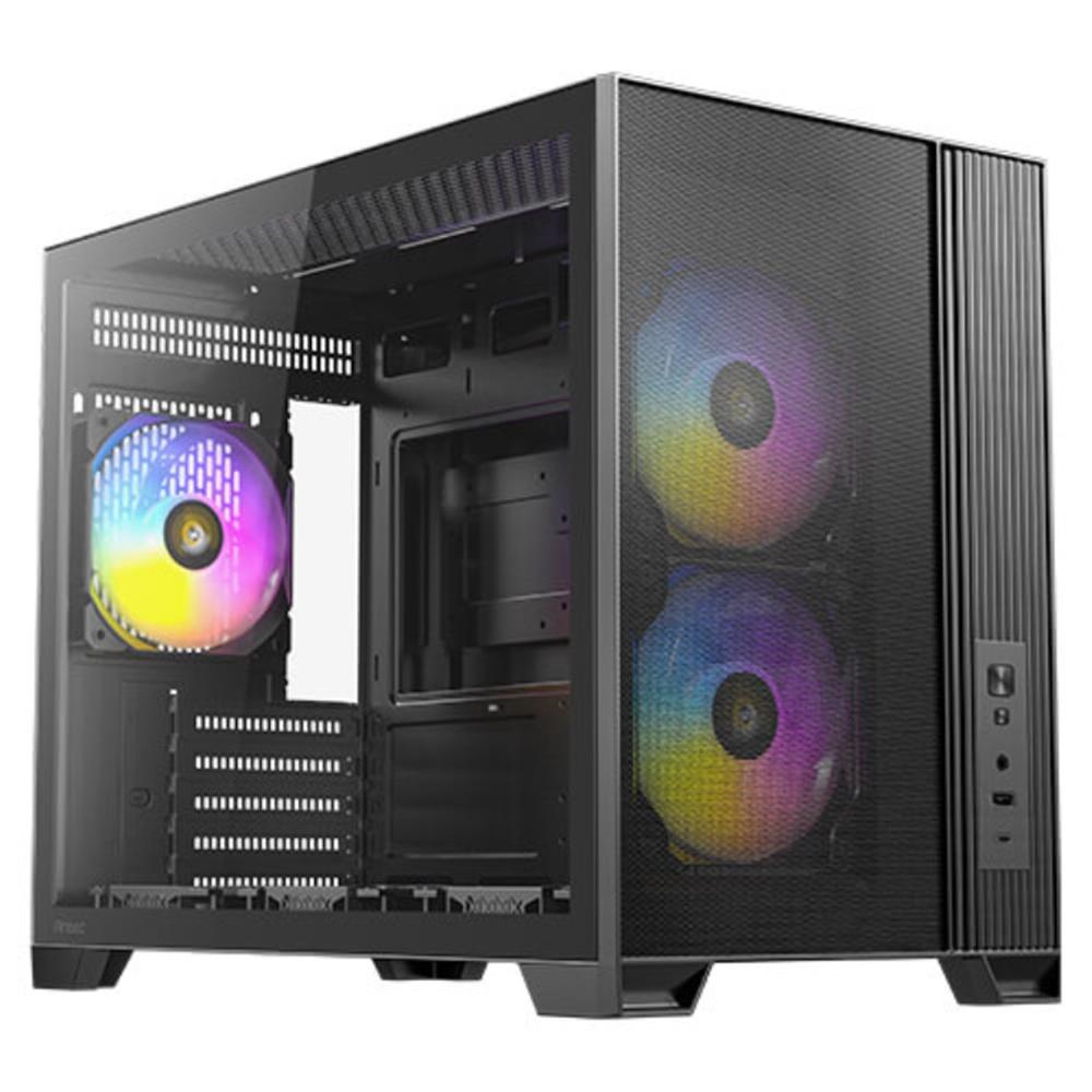 Caja ordenador gaming Antec flux m mATX cristal templado negra