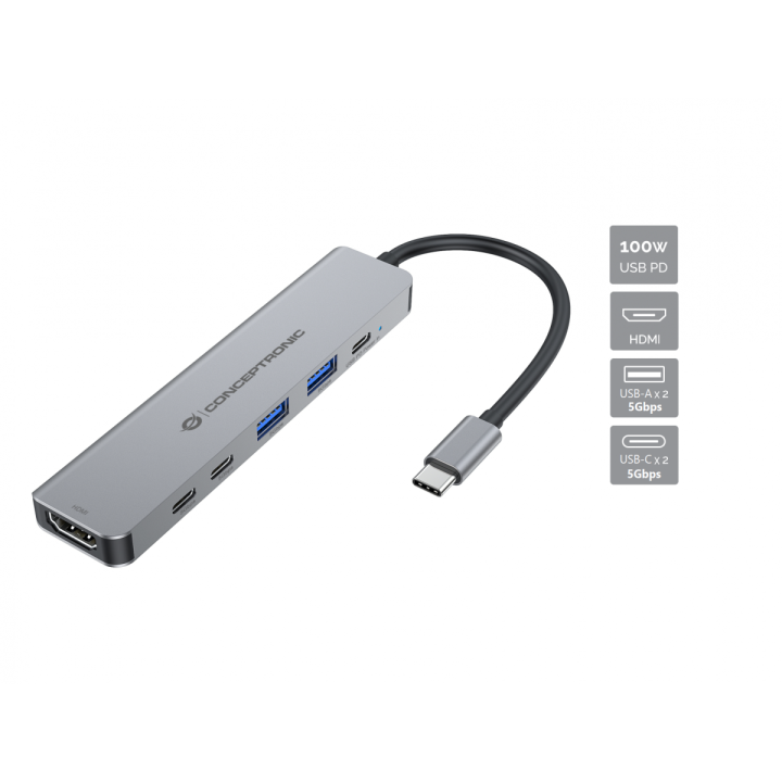 Docking USB - c Conceptronic donn33g 1xhdmi 1xusb - c pd 100w 2xusb - a 3.0 2xusb - c