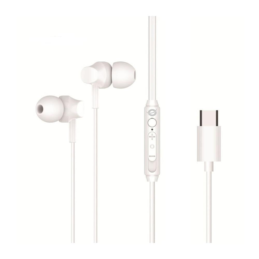Auricular intrauditivo USB - c Conceptronic brendan03w 1.2m microfono blanco