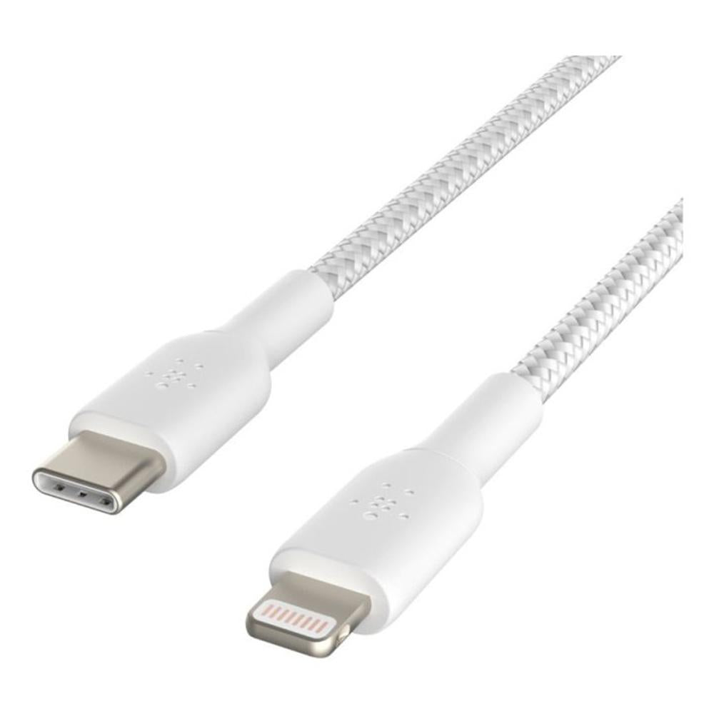 Cable lightning a USB tipo c Belkin 2m · macho - macho · blanco trenzado