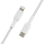 Cable lightning a USB tipo c Belkin 2m · macho - macho · blanco trenzado