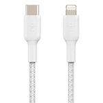 Cable lightning a USB tipo c Belkin 2m · macho - macho · blanco trenzado