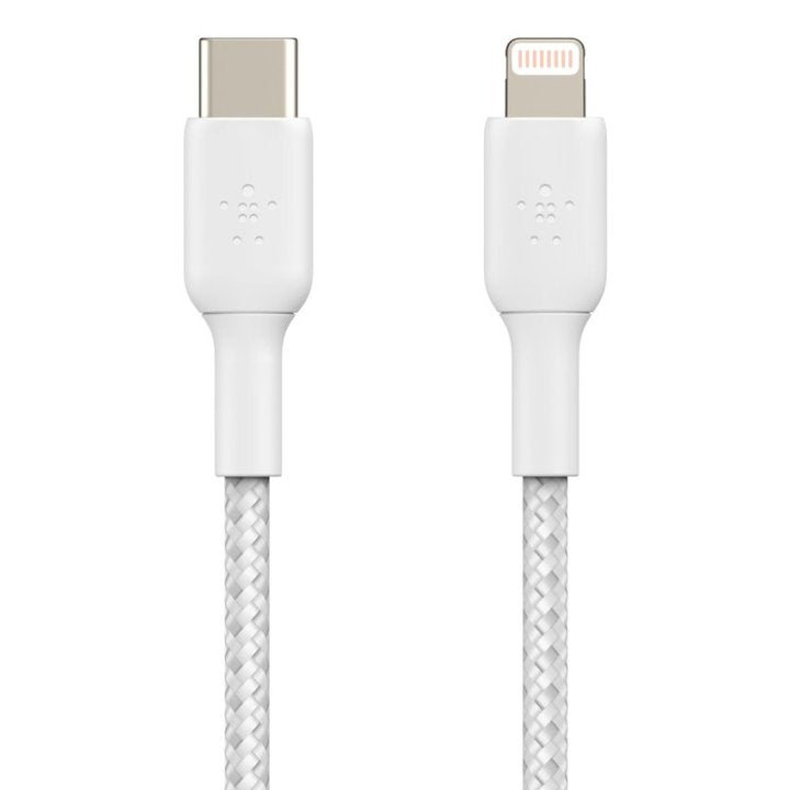 Cable lightning a USB tipo c Belkin 2m · macho - macho · blanco trenzado