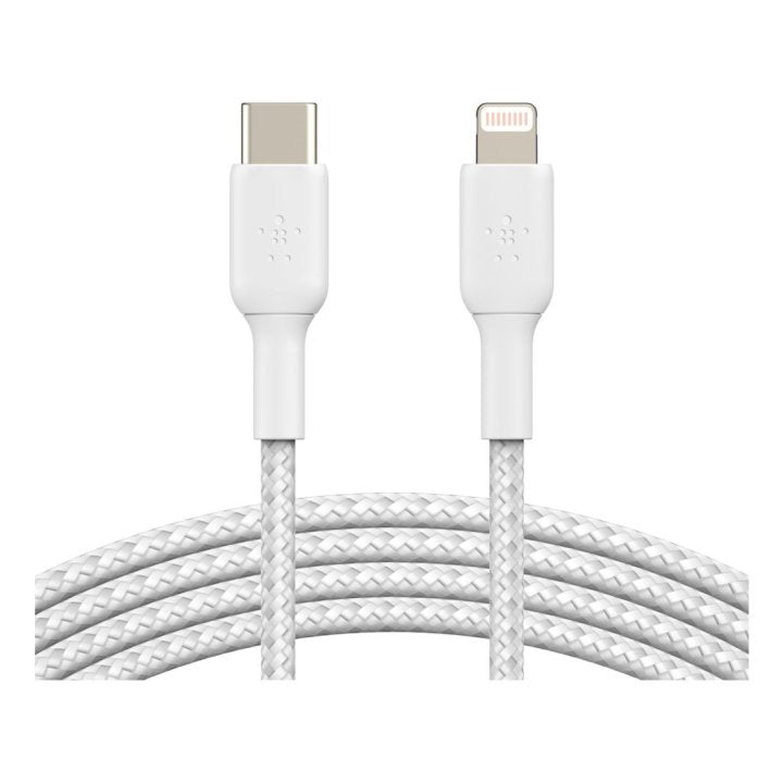 Cable lightning a USB tipo c Belkin 2m · macho - macho · blanco trenzado