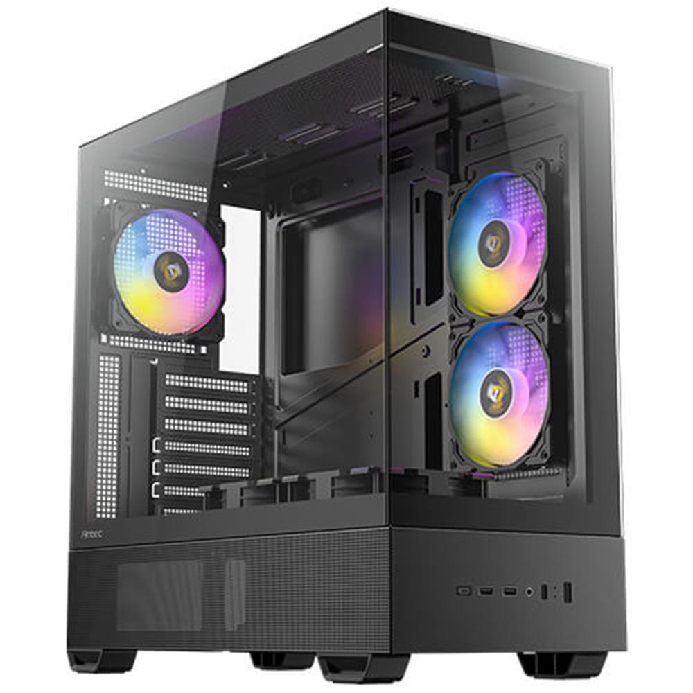 Caja ordenador gaming Antec cx705 ATX argb cristal templado negra