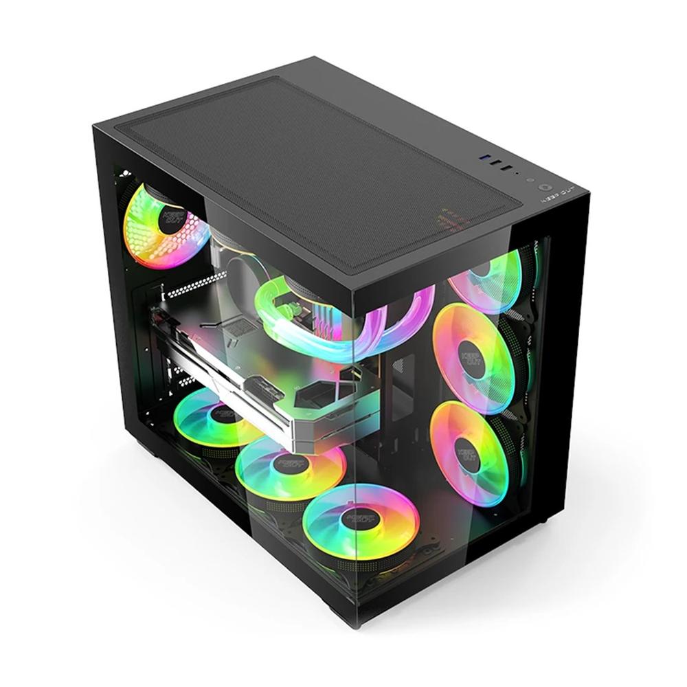 Caja ordenador gaming xc - 800 pro mATX argb cristal templado negra