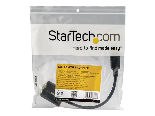 Adaptador displayport a vga startech 28cm · macho - hembra · negro