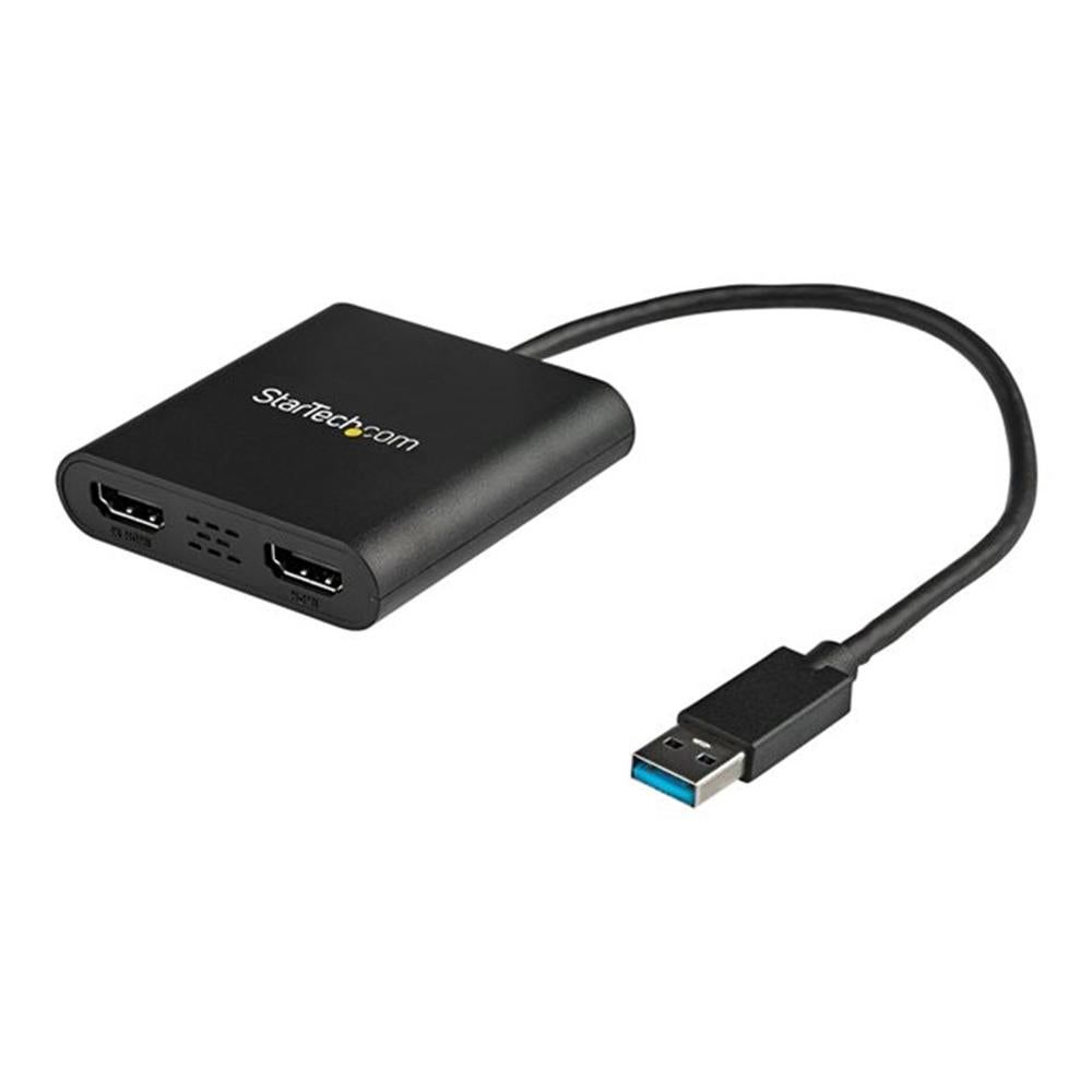 Adaptador USB 3.0 a 2x HDMI staretch 25cm · macho - hembra · negro