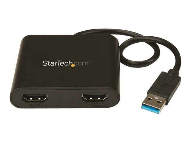 Adaptador USB 3.0 a 2x HDMI staretch 25cm · macho - hembra · negro
