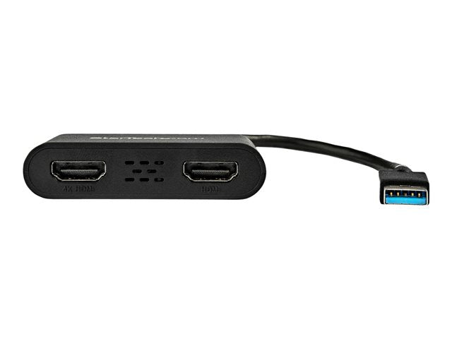 Adaptador USB 3.0 a 2x HDMI staretch 25cm · macho - hembra · negro