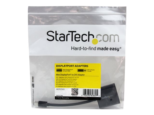 Adaptador mini dp a dvi startech 17cm · macho - hembra · negro