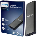 Disco duro externo SSD Philips ultra slim 500GB M.2 USB tipo c gris
