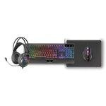 Kit teclado + raton mars gaming mcp124profr RGB negro + auriculares y alfombrilla frances