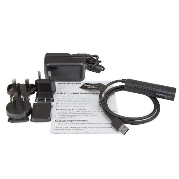 Cable USB 3.1 10GB a SATA startech 0.85m · macho · hembra · negro