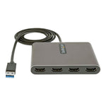 Adaptador USB 3.0 a 4x HDMI startech 1m · macho - hembra · gris
