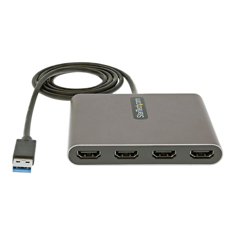 Adaptador USB 3.0 a 4x HDMI startech 1m · macho - hembra · gris
