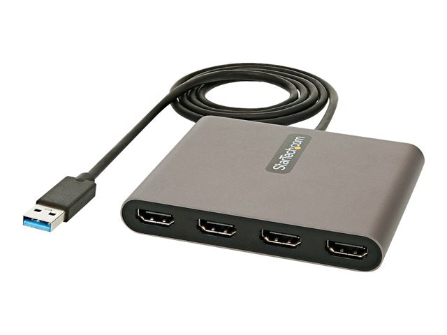 Adaptador USB 3.0 a 4x HDMI startech 1m · macho - hembra · gris